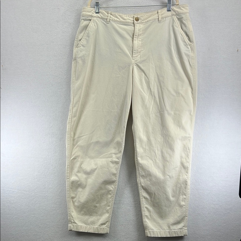 L.L. Bean Women’s Chino’s Sz 18W Cream 97% Cotton 3% Spandex EUC